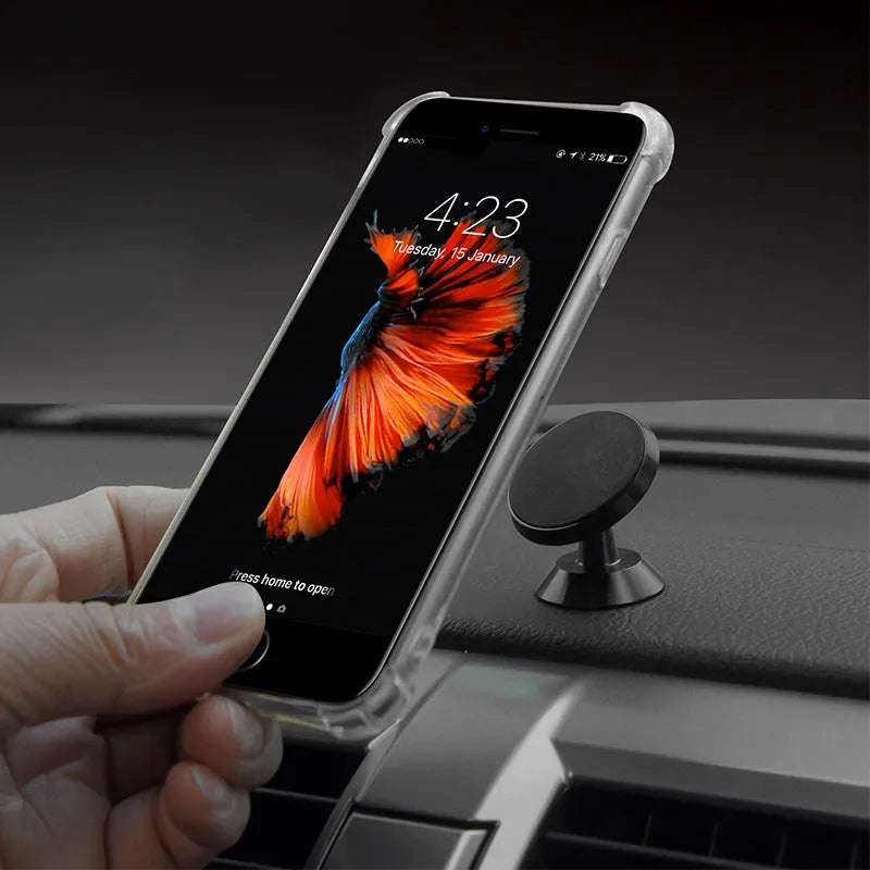 Universal magnetic car phone holder measuring 35.5mm x 40mm in black, silver and gold colour options