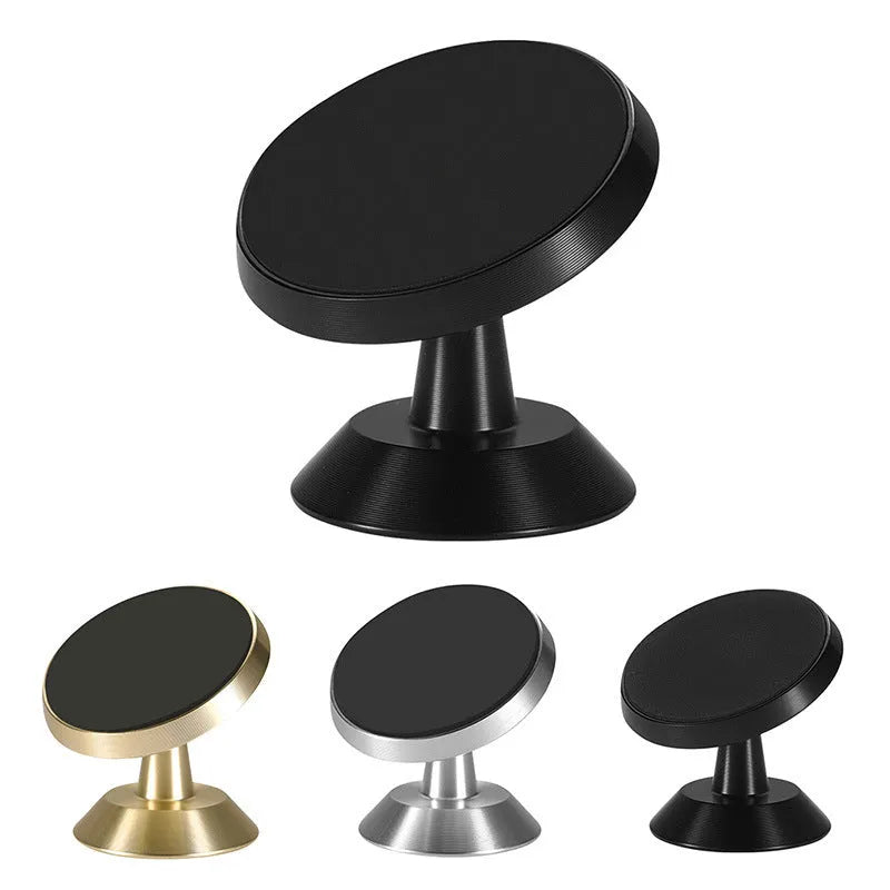 Universal magnetic car phone holder measuring 35.5mm x 40mm in black, silver and gold colour options