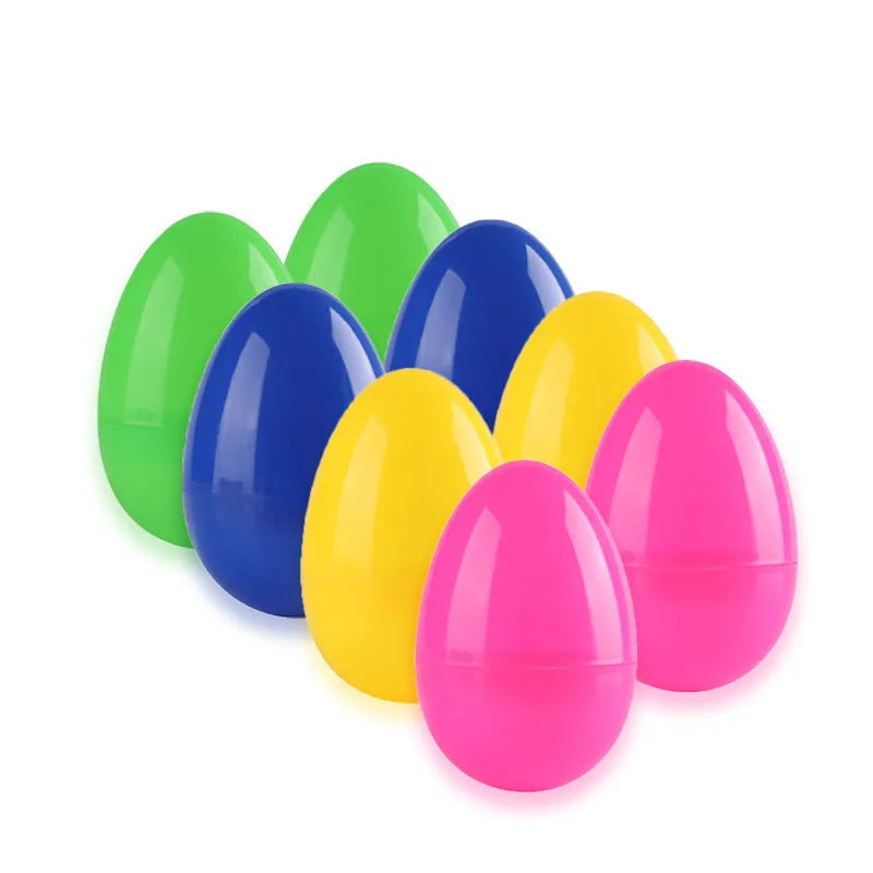 60 assorted colour fillable plastic Easter eggs 4x6cm each on a light background