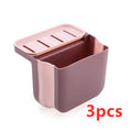 Foldable plastic sink drain basket with suction cup in grey, blue, and pink colour options