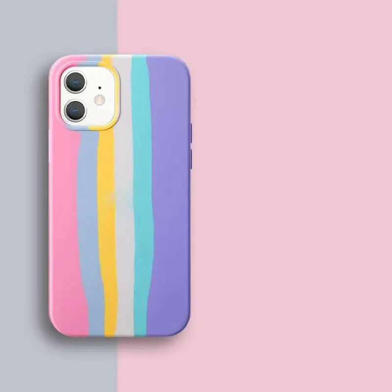 Rainbow liquid shell TPU iPhone case in red, pink, or blue for iPhone 6 to 12 models