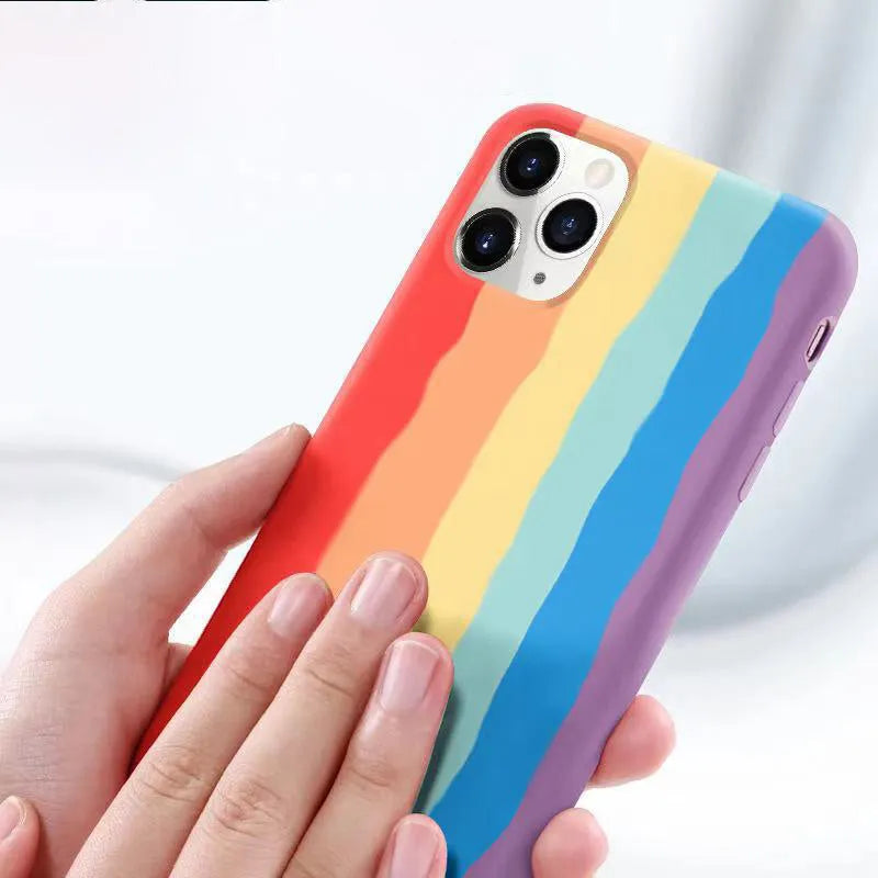 Rainbow liquid shell TPU iPhone case in red, pink, or blue for iPhone 6 to 12 models