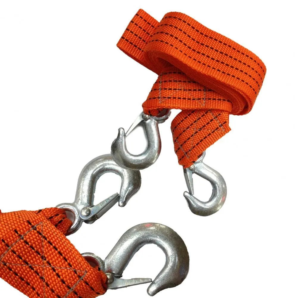Yellow CARLIFE nylon tow rope with eagle grappling hook and hanging buckle for 3-tonne trailer towing.