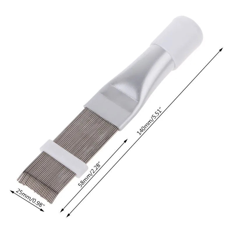 Stainless steel air conditioning fin comb and cleaning brush for condenser maintenance