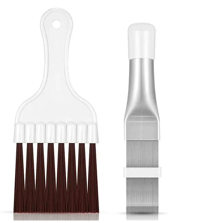 Stainless steel air conditioning fin comb and cleaning brush for condenser maintenance