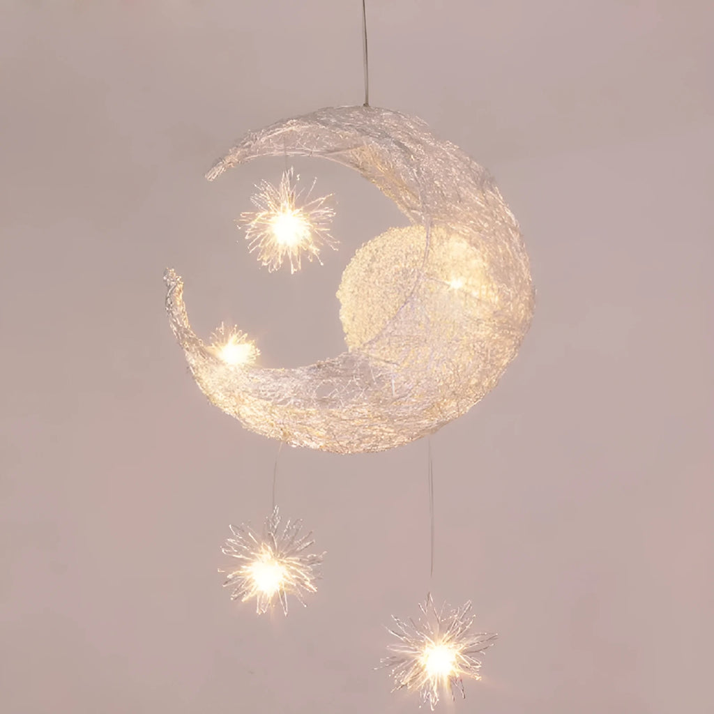 Aluminium wire star and moon design chandelier ceiling light with adjustable height