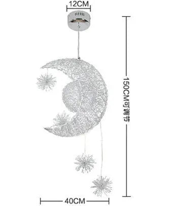 Aluminium wire star and moon design chandelier ceiling light with adjustable height