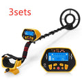 Black and yellow GC1028 professional metal detector with LCD display and adjustable pole.