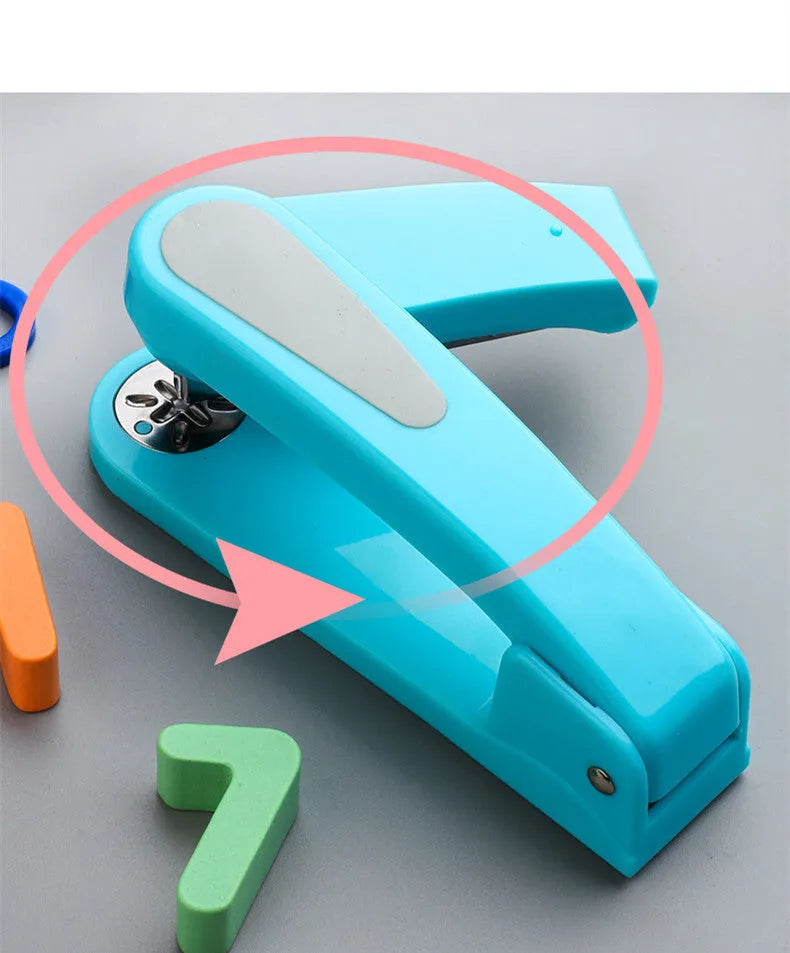 360-degree rotatable desktop stapler in various colours showing metal nail outlet and deep paper feed.