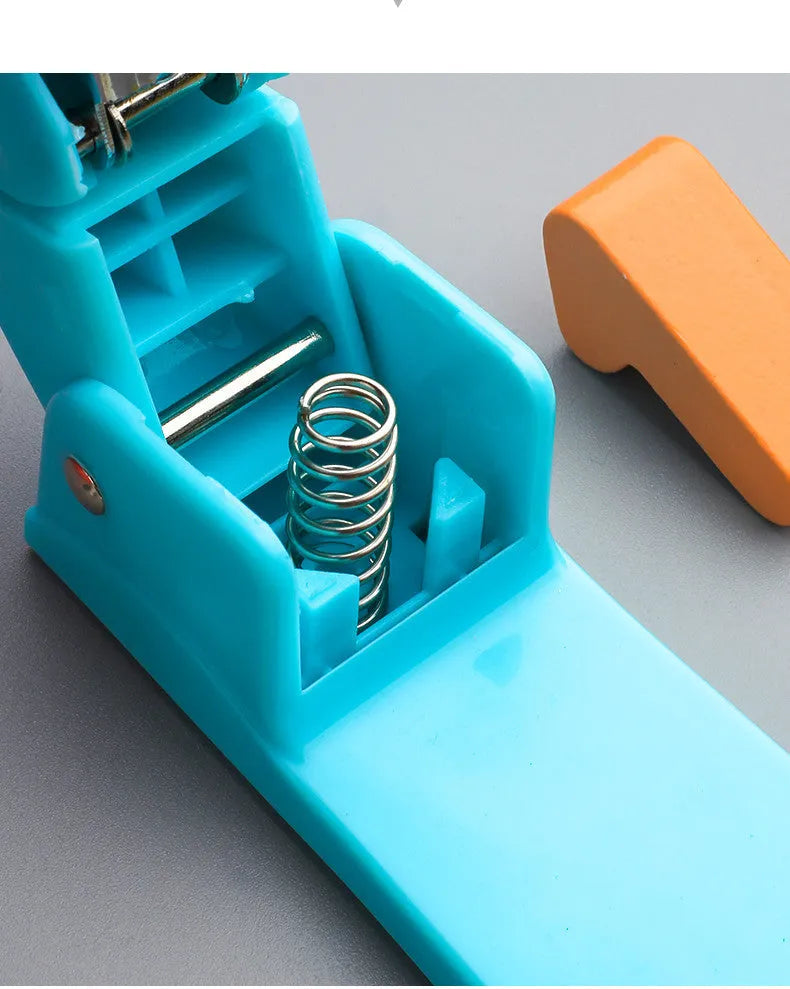 360-degree rotatable desktop stapler in various colours showing metal nail outlet and deep paper feed.
