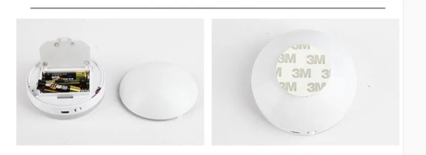 Two compact wireless motion sensor lights with induction charger.