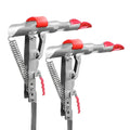 Silver red automatic fishing rod holder with 32cm storage and triangular plug inserted in soil for wind stability