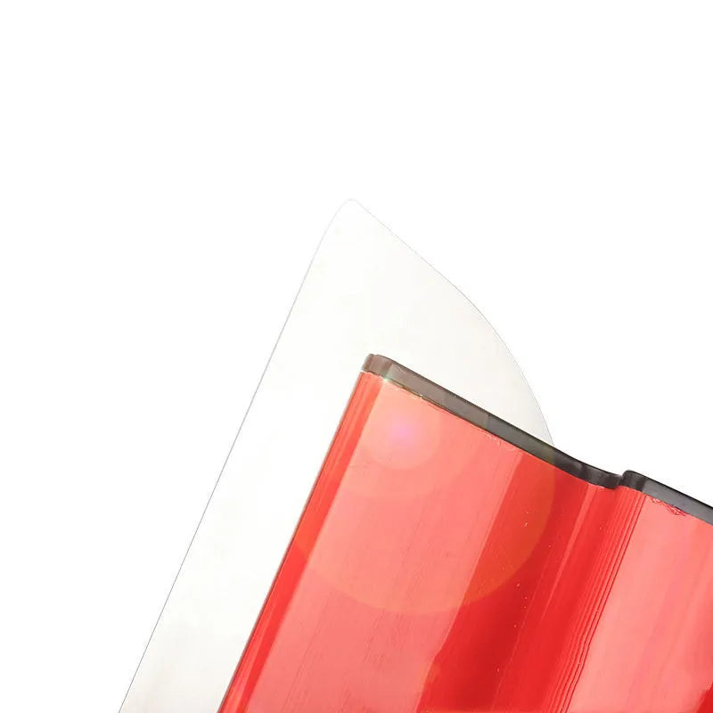 Red handle 40 cm long levelling scraper with stainless steel blade for wall putty and wallpaper.