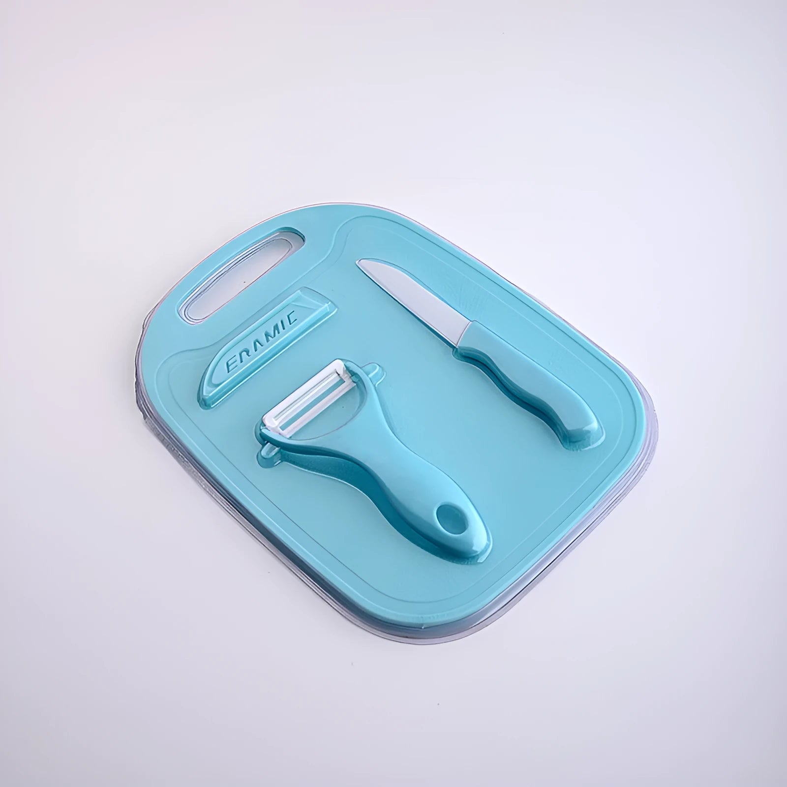 Multipurpose kitchen tool set with PP silicone handle and 3CR14 steel blade in blue colour