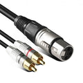 XLR to dual RCA audio cable with bare copper wire and PVC sheath, available in multiple lengths and connector types.