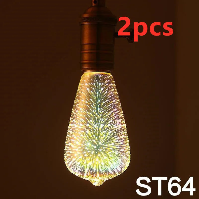 3D projection LED decoration bulb casting a firework pattern on a wall
