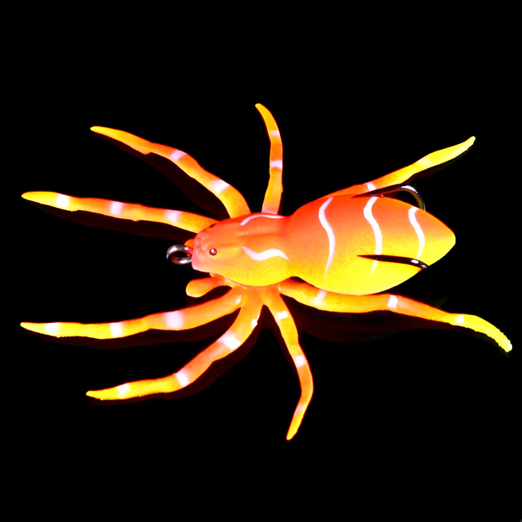 8cm 7g bionic soft frog spider fishing lure in orange coffee black green and grey plastic fake bait