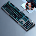 Wired mechanical keyboard 104 keys USB seven-colour backlight black mixed light green axis desktop computer gaming