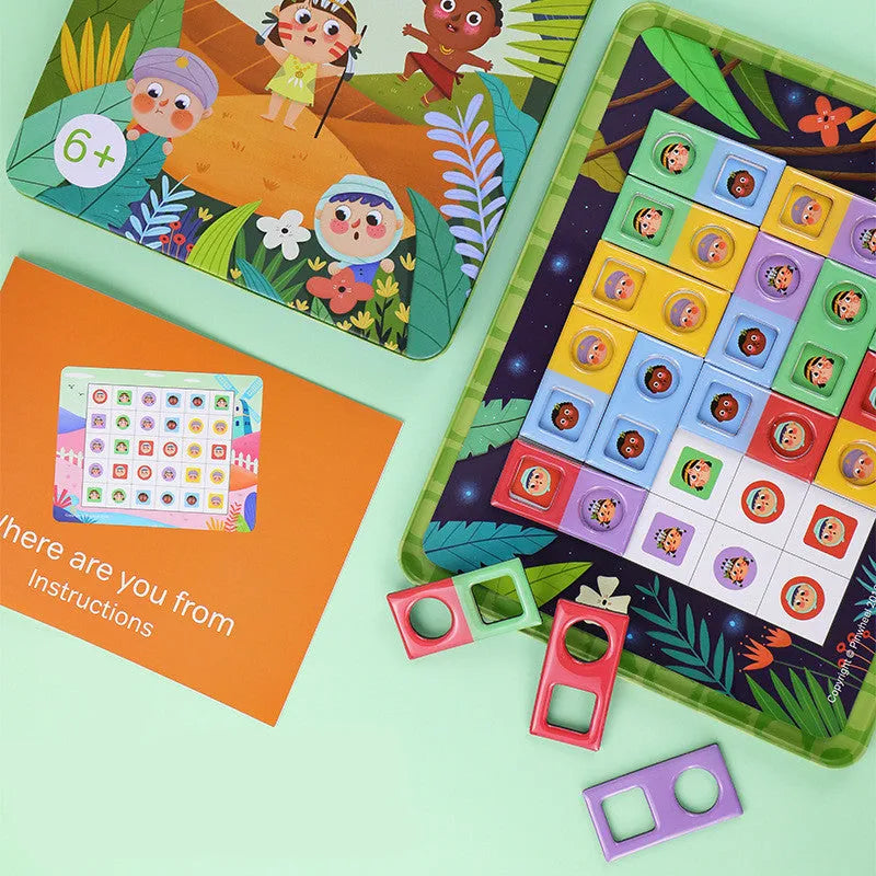 Magnetic glue butt bump reasoning logic table game with silicone construction for children's educational play
