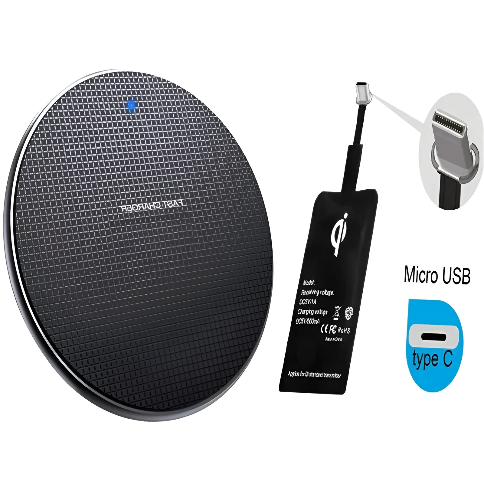 Ultra-thin aluminium wireless charging pad with 10W fast charging and Qi receiver