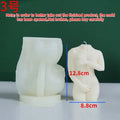 Silicone mould for making shy female body shaped candles in three different style options.