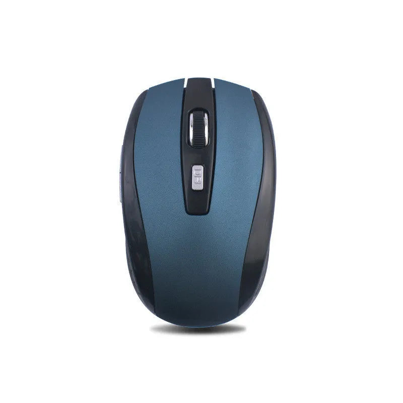 Matte wireless mouse in black with USB receiver, compact size 101x60x35mm