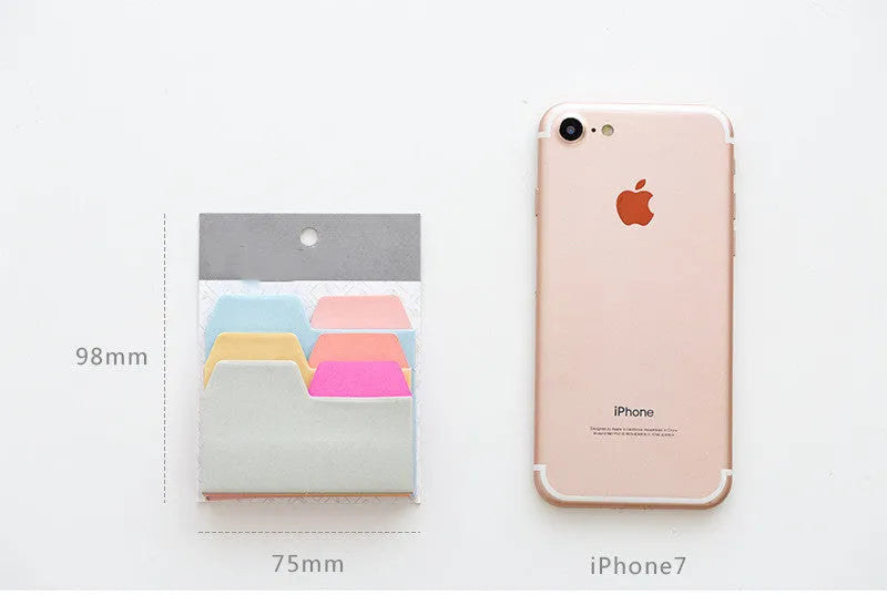 Six-colour index sticky note pad, 75 x 98 mm special-shaped paper notes in OPP packaging box