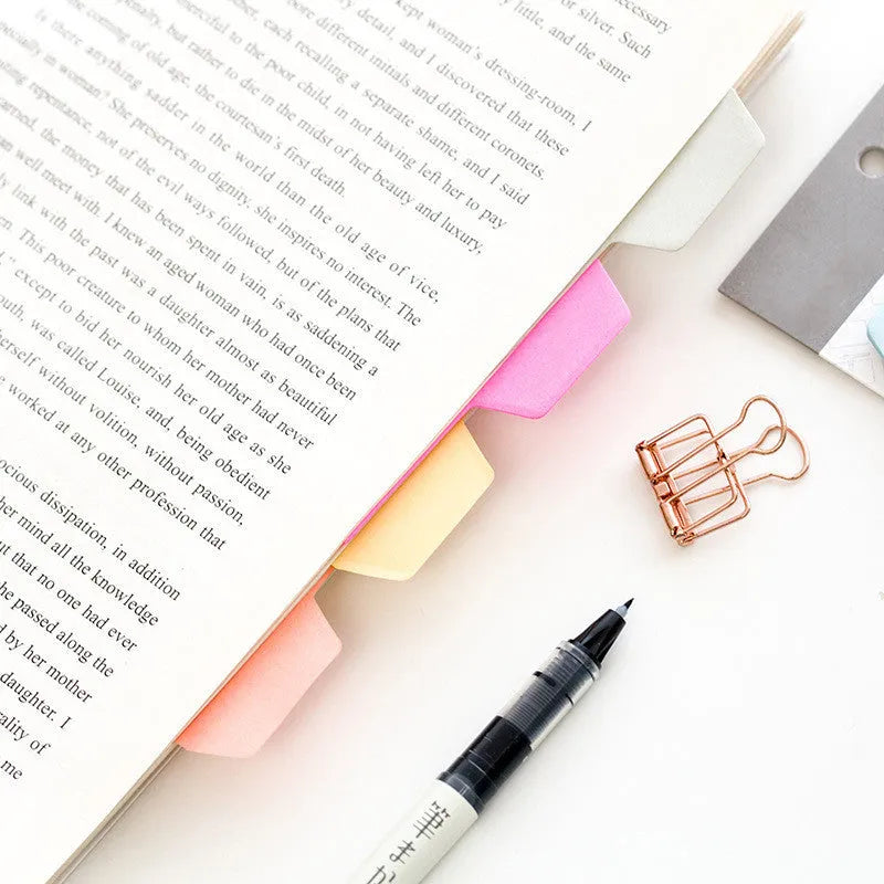 Six-colour index sticky note pad, 75 x 98 mm special-shaped paper notes in OPP packaging box