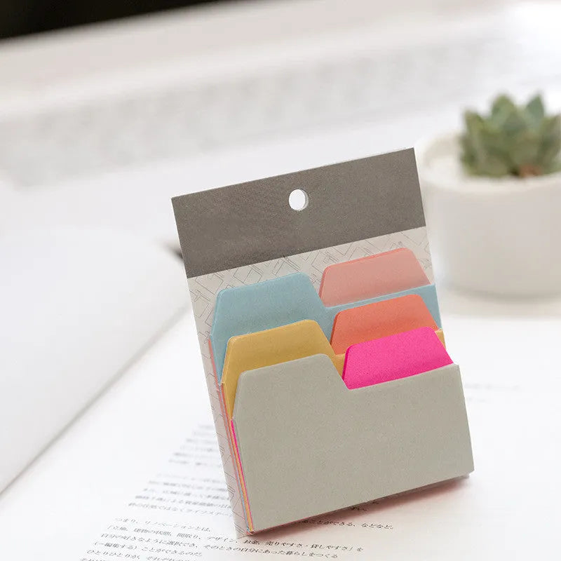 Six-colour index sticky note pad, 75 x 98 mm special-shaped paper notes in OPP packaging box