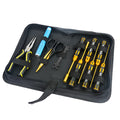 Titanium-plated screwdriver set with hex, cross, and slot bits, tool bag, and sleeve pliers for RC model assembly