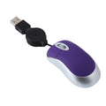 Wired telescopic mouse with retractable USB cable in black on a desk