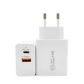 18W USB-C fast wall charger in black or white with US or EU plug