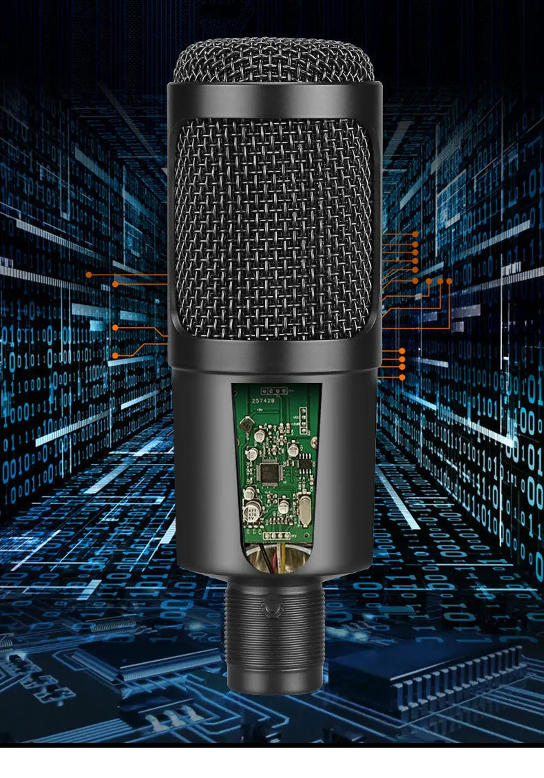 Black USB condenser microphone on a stand, model AK-6, for computer gaming and recording.