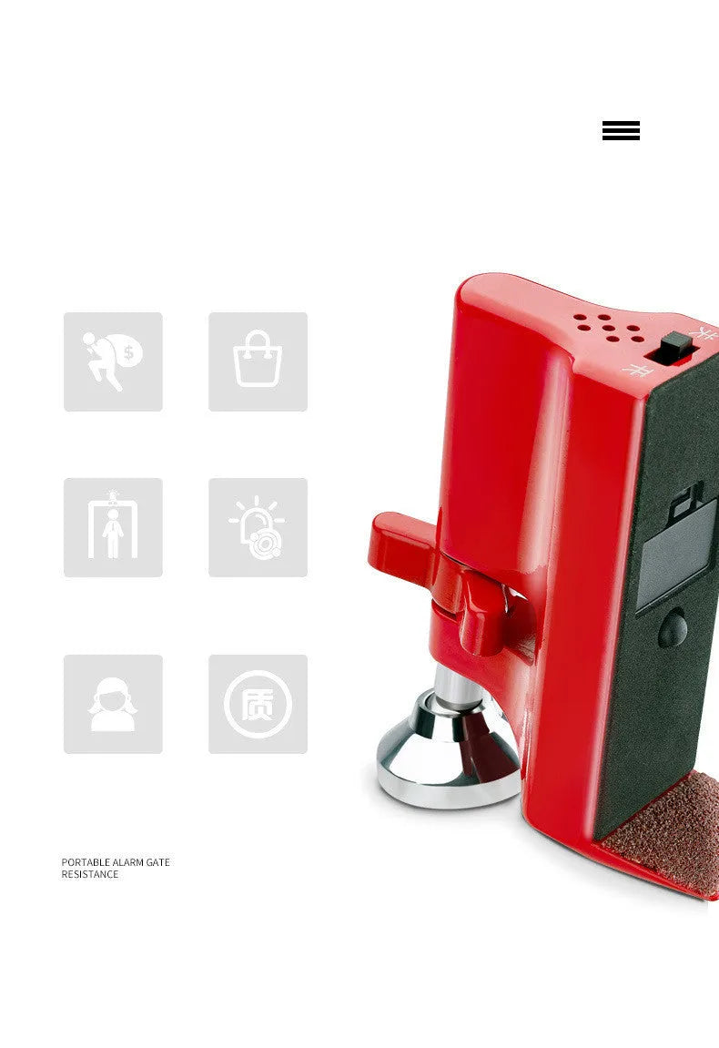 Red Wolf Guard door stopper for door seam blocking with 80dB anti-theft alarm and 5V working voltage.