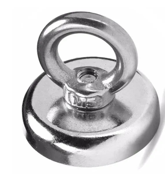 D25mm round ring salvage magnet with nickel plating for underwater metal retrieval