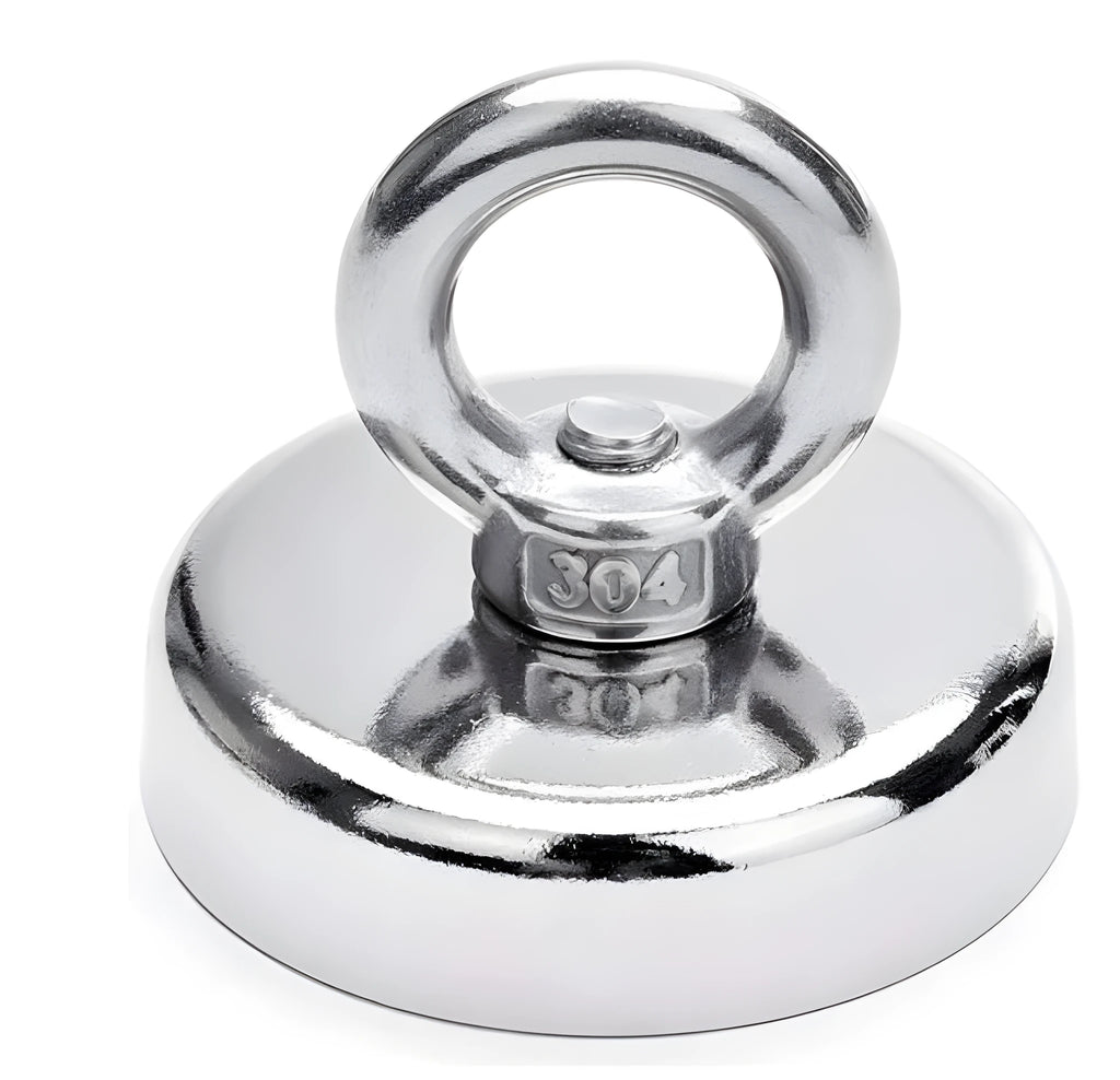 D25mm round ring salvage magnet with nickel plating for underwater metal retrieval