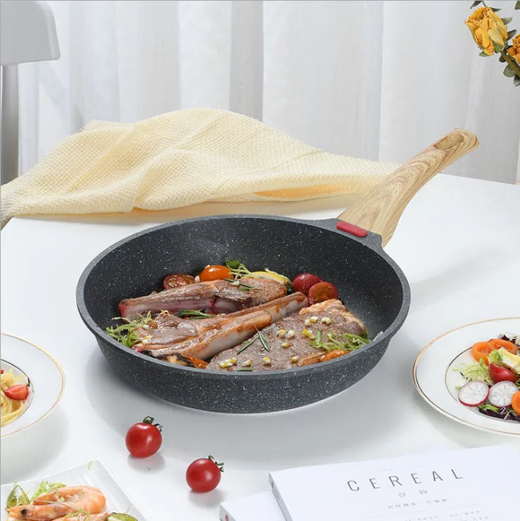 Korean-style macadamite non-stick frying pan in green or grey colour options