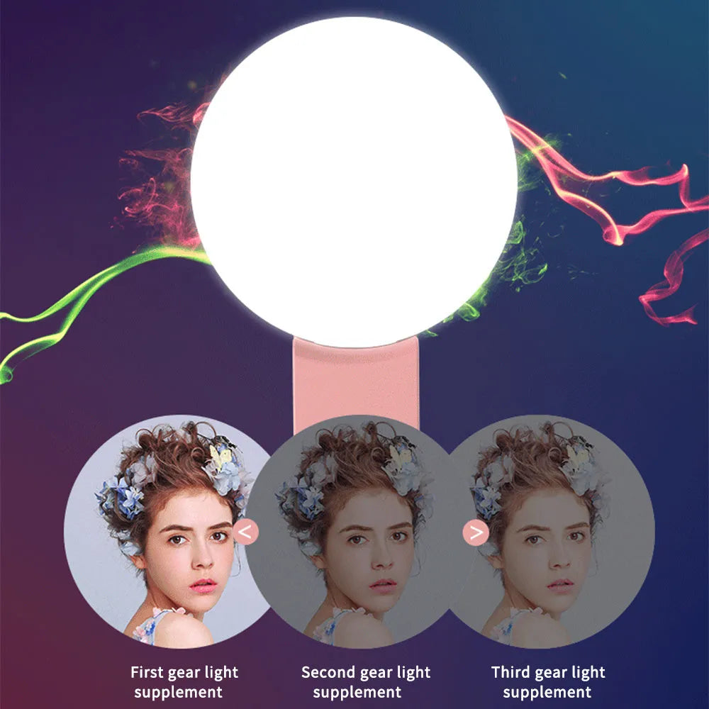 Mini round clip-on selfie fill light for mobile phones in four colour options