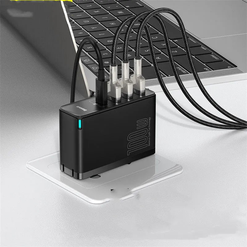 Gallium nitride charger charging head for mobile phone direct charge in black and white