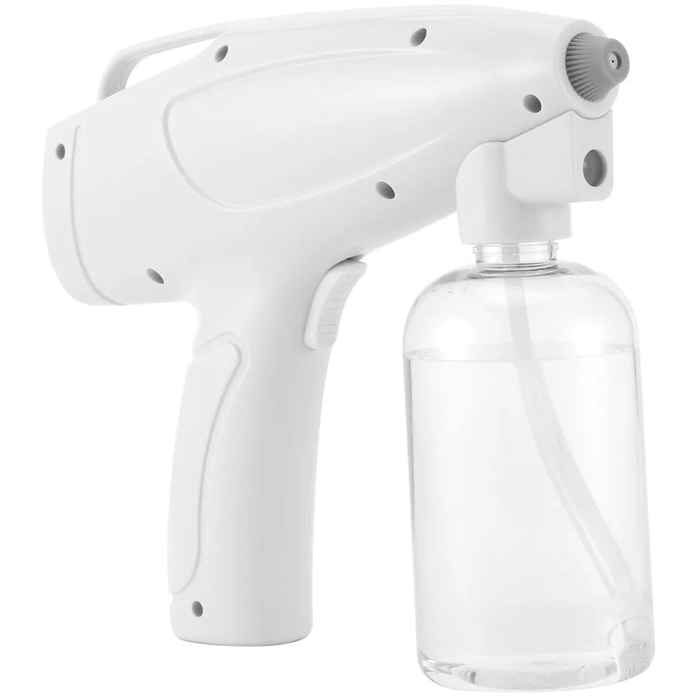 White handheld cordless electric spray gun with USB-C charging port on a plain background.