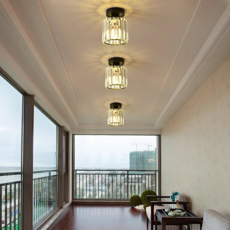 Black crystal ceiling aisle light with round shape for corridor entrance