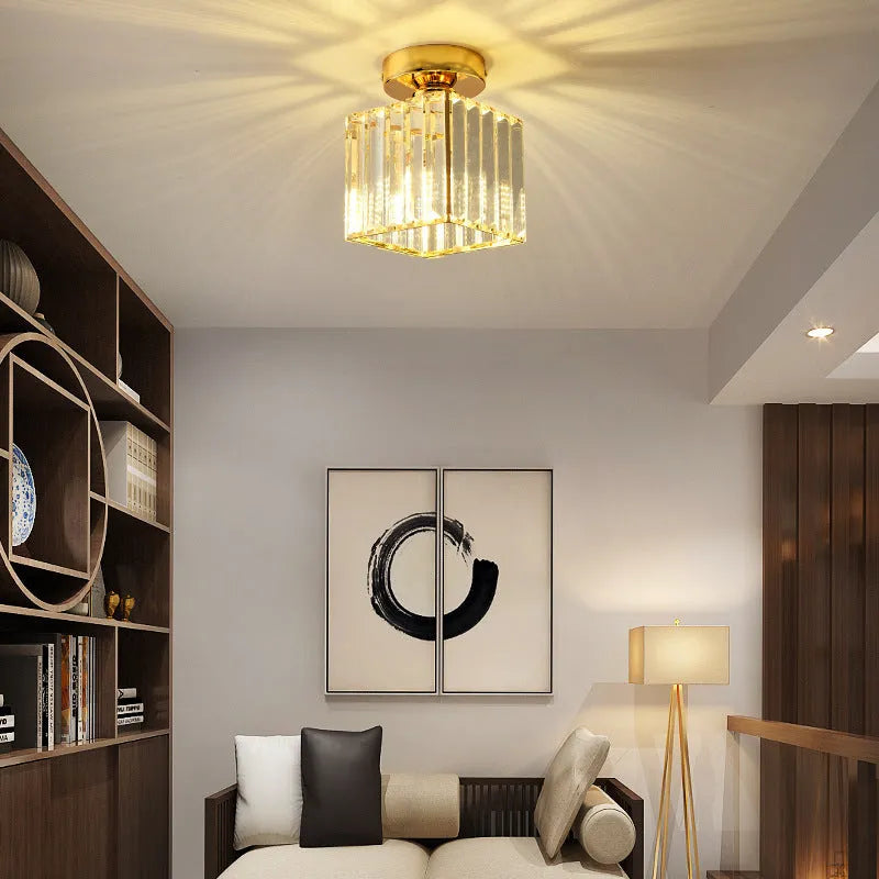 Black crystal ceiling aisle light with round shape for corridor entrance