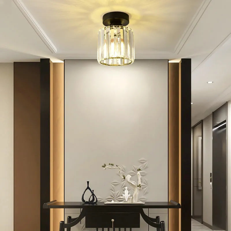 Black crystal ceiling aisle light with round shape for corridor entrance