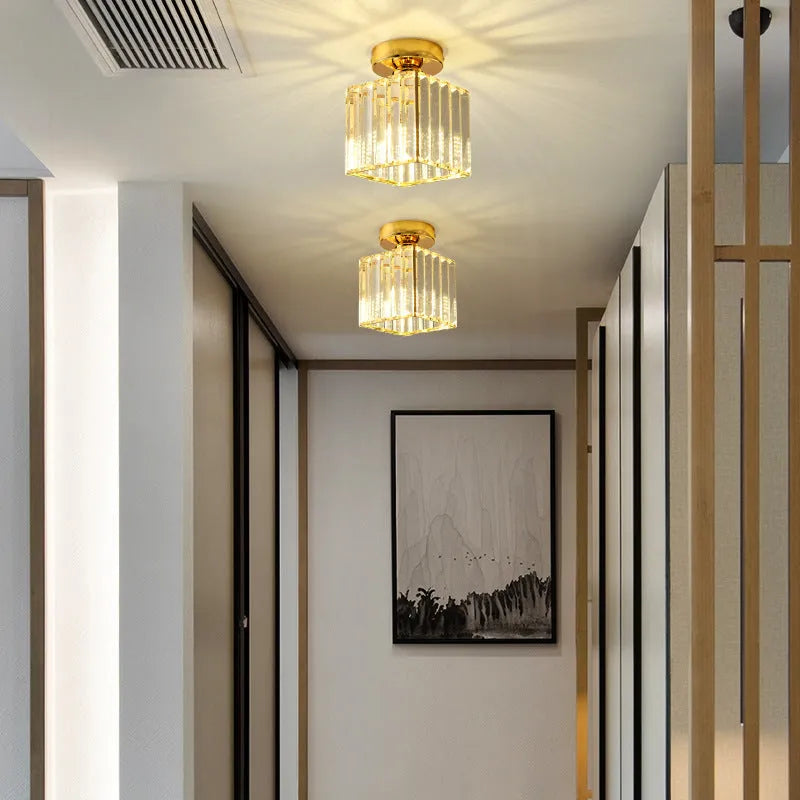 Black crystal ceiling aisle light with round shape for corridor entrance