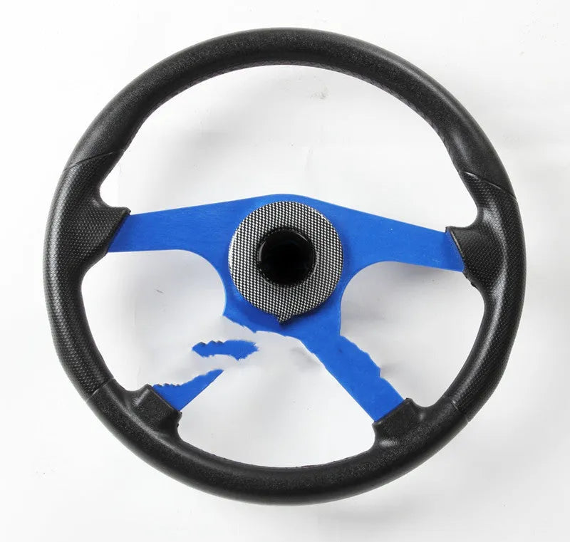 Sporty universal yacht steering wheel 320mm diameter tapered bore 19mm in silver colour with steering wheel cover