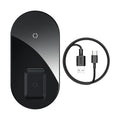 Baseus Minimalist Two-in-One Wireless Charger Pro in black, white, or transparent colour.