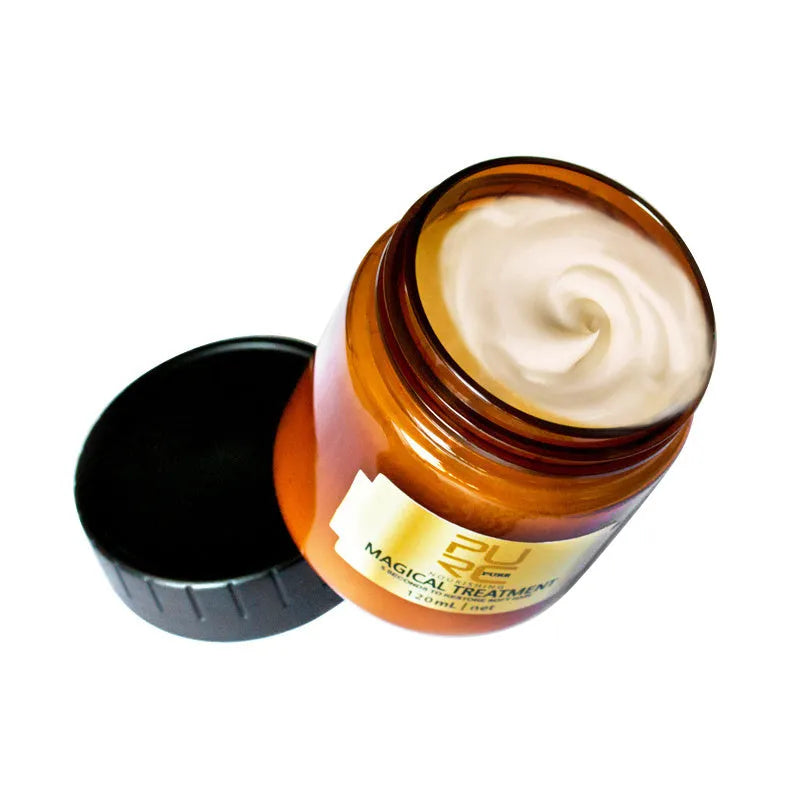 PURC Magic Keratin Repair Hair Mask with ginger extract in 120ml and 60ml sizes for damaged hair