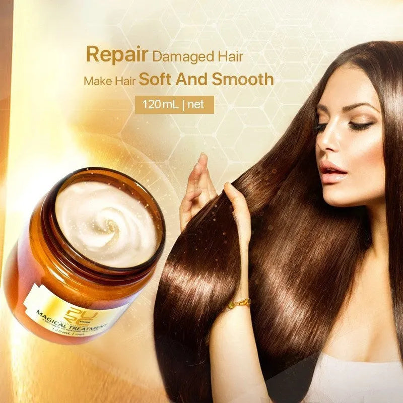 PURC Magic Keratin Repair Hair Mask with ginger extract in 120ml and 60ml sizes for damaged hair