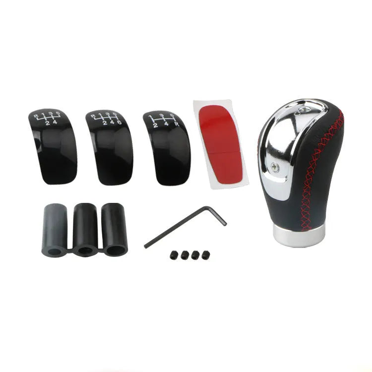 Modified PU rod wave club handball leather gear head for GM models in black with red line, 13cm length
