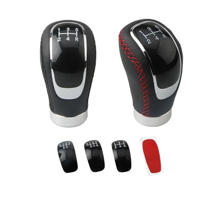 Modified PU rod wave club handball leather gear head for GM models in black with red line, 13cm length
